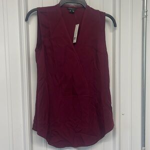 Theory Petite Tank Top New Taneah Modern GGT cherrywood red silk